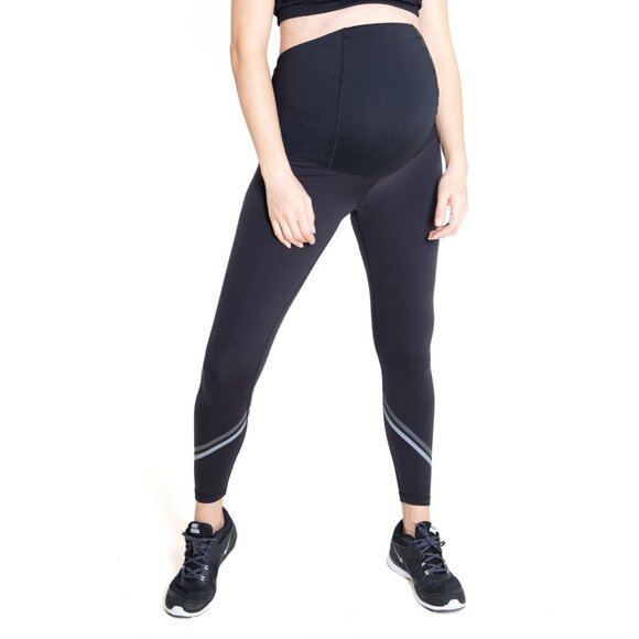 New Ingrid & Isabel Active Striped Maternity Leggings Black Chevron Size Medium - Picture 1 of 4